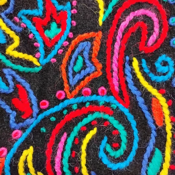 Vtg Kitty Hawk Vivian Wang Small Multicolor Cardigan Sweater Art Bold Angora L - Picture 6 of 7